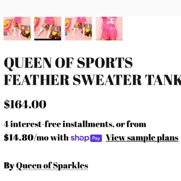 Queen of Sports Feather Sweater Tank, Size Small - Picture 3 of 10